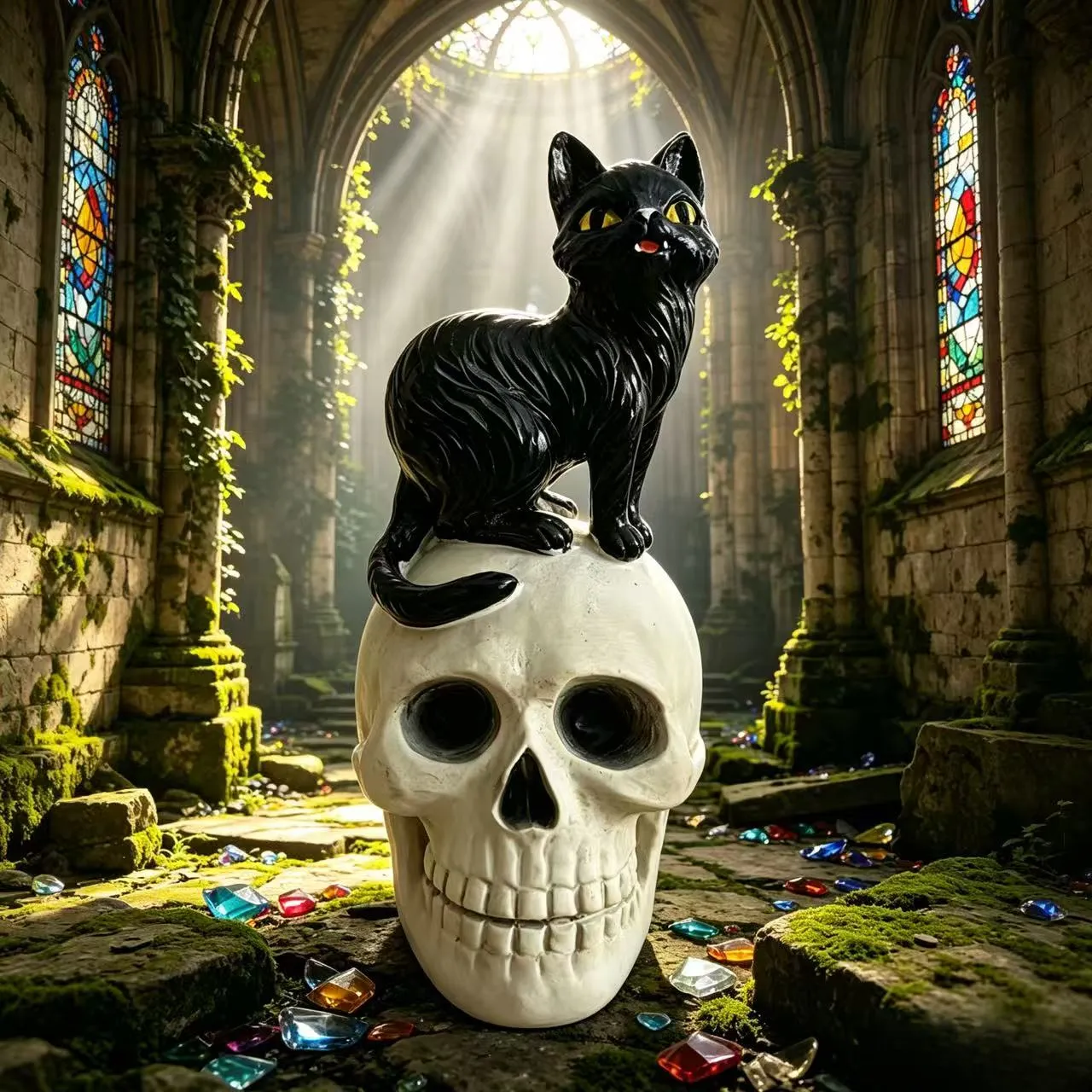 Black Cat and Skull