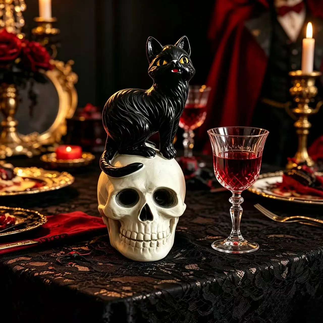 Black Cat and Skull