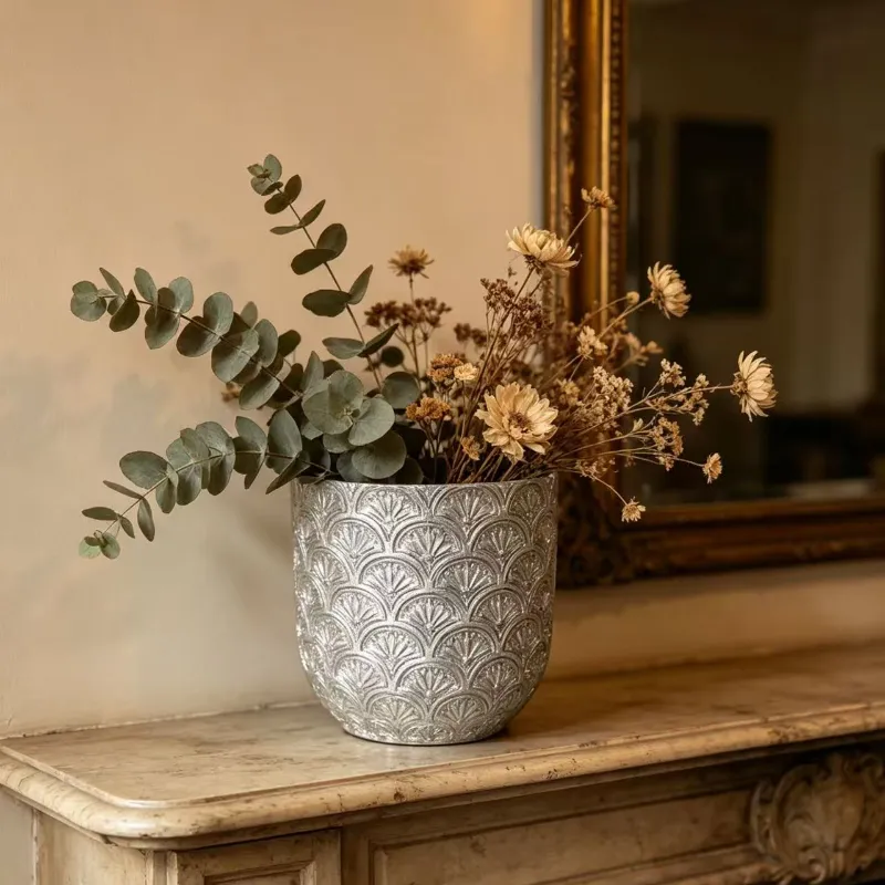 Silver Flower Pot
