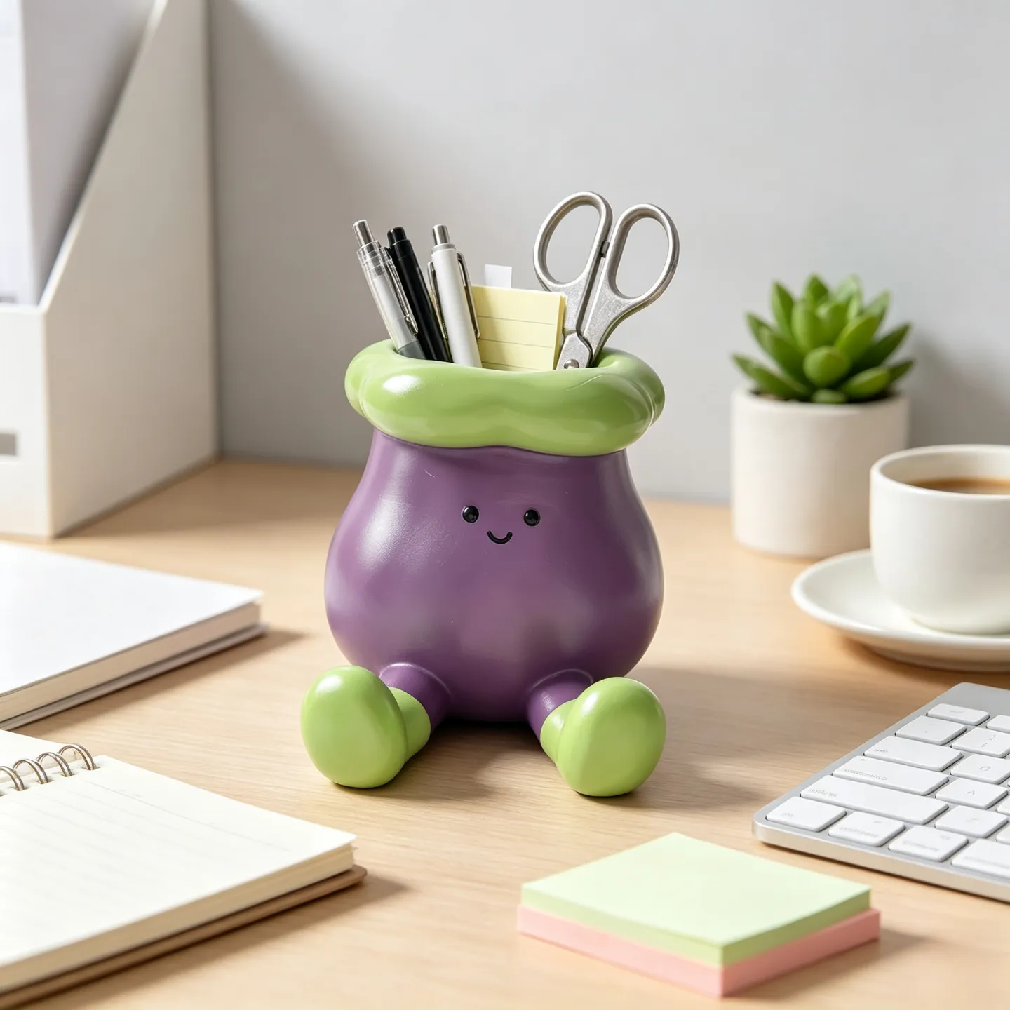 Eggplant-shaped pen holder