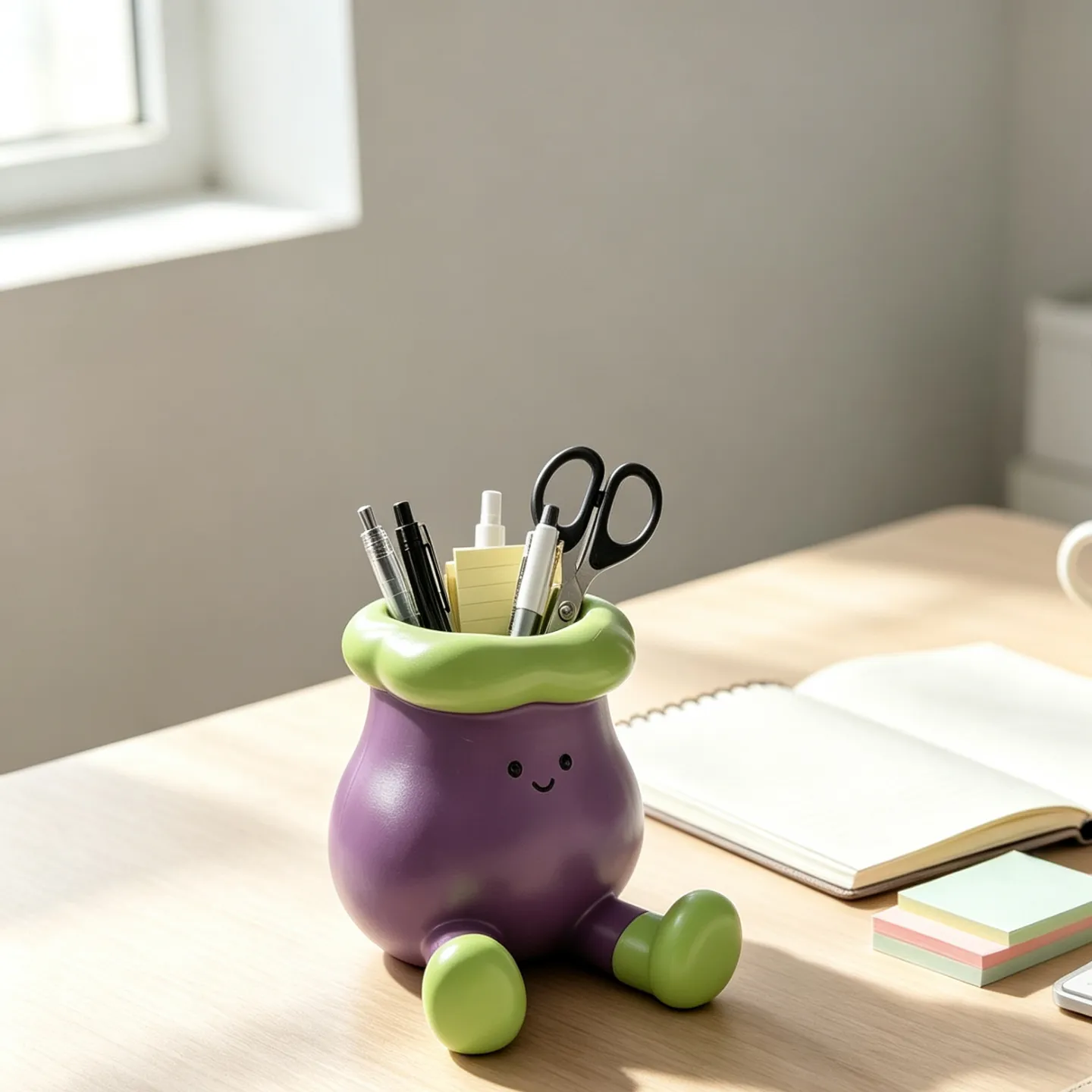 Eggplant-shaped pen holder