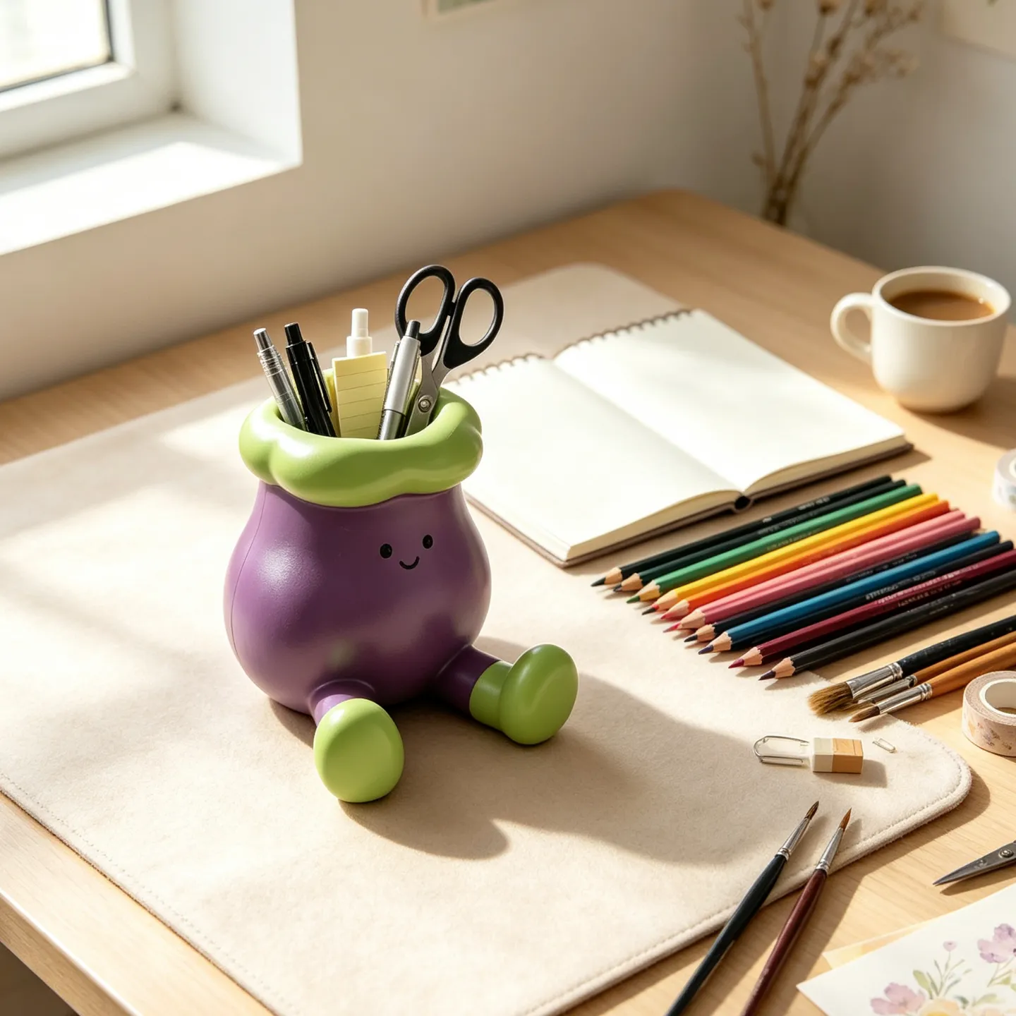 Eggplant-shaped pen holder
