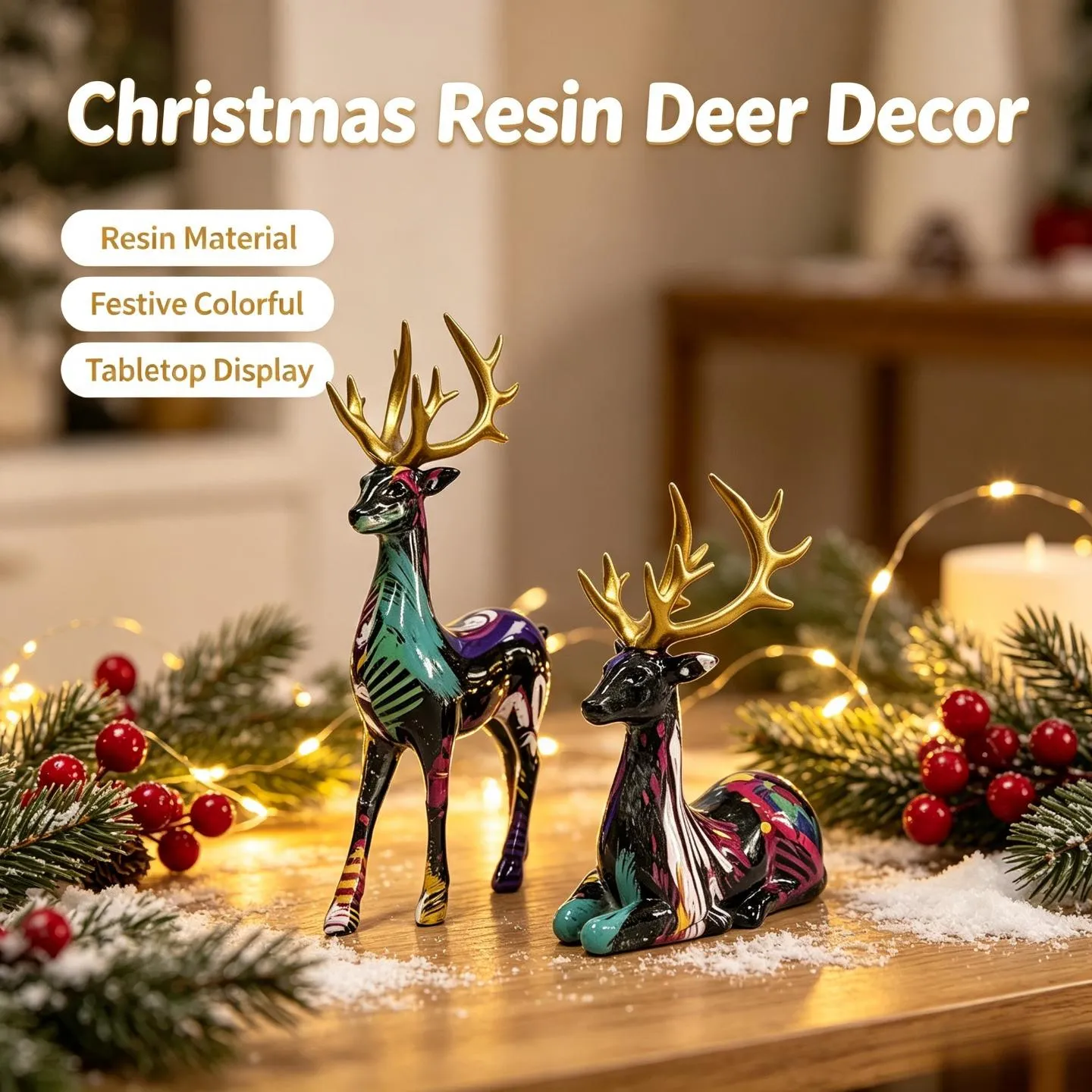Two deer in 17 water transfer printing patterns