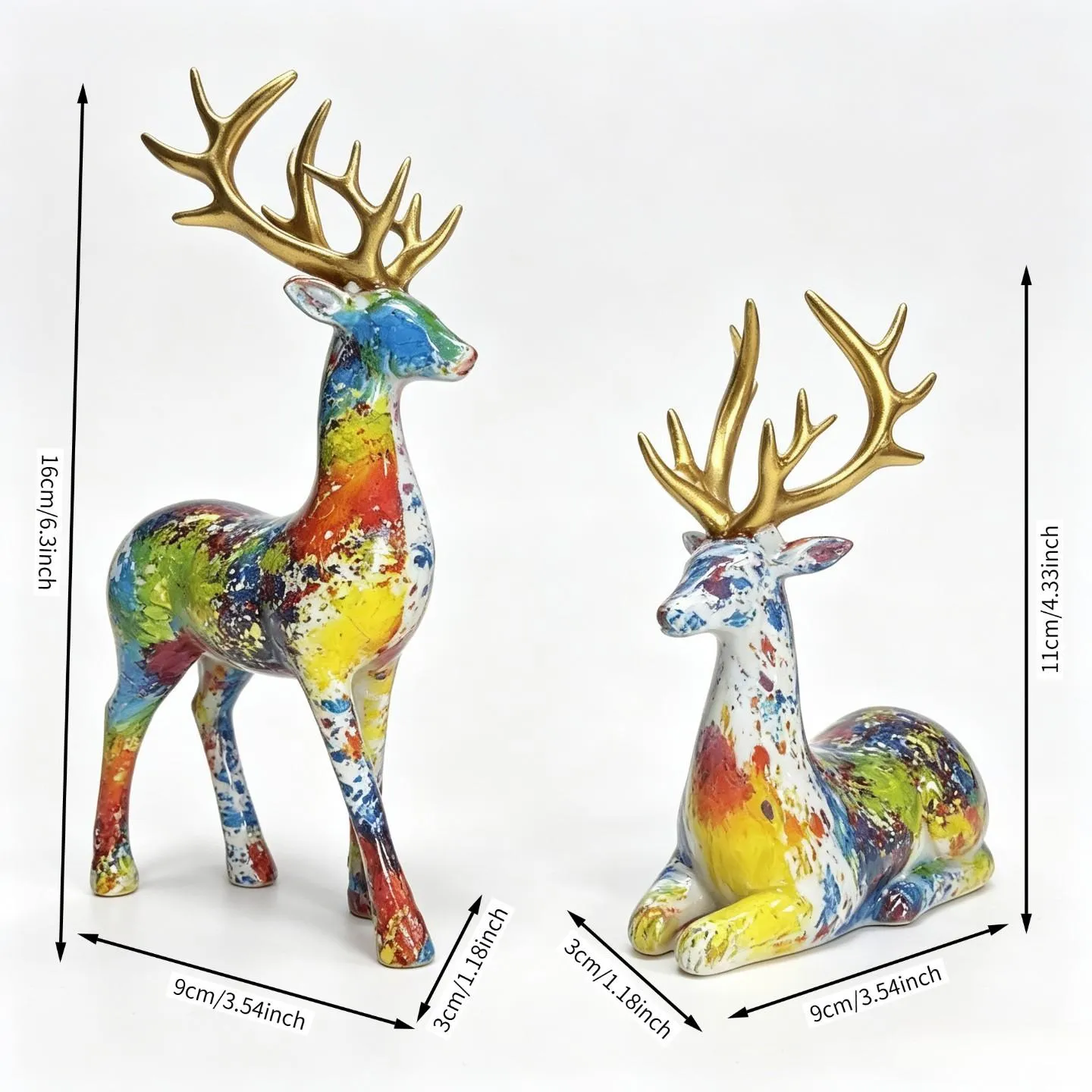Two deer in 17 water transfer printing patterns